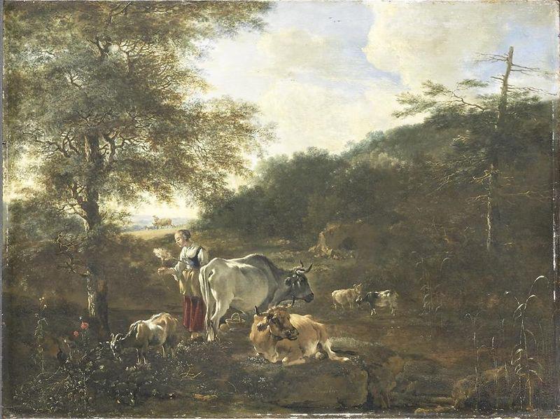 Adam Pijnacker Landscape with cattle France oil painting art